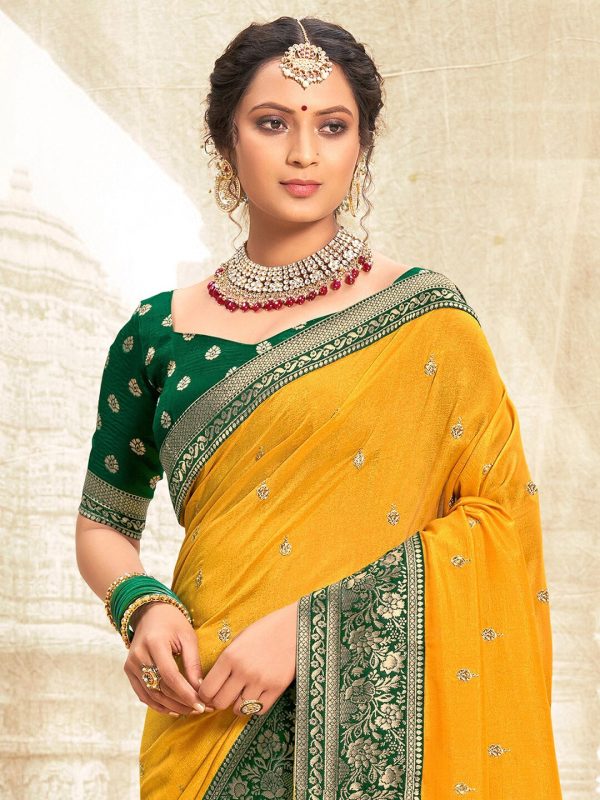 Saree Mall Woven Design Zari Silk Blend Sarees For Cheap