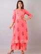 HERE&NOW Floral Printed Gotta Patti Regular Kurta with Palazzos For Sale