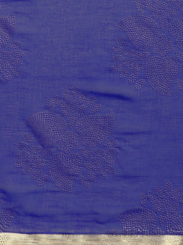 Saree Mall Blue & Gold-Toned Ethnic Motifs Sarees Fashion