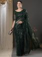 Saree Mall Green Abstract Printed Pure Georgette Saree on Sale