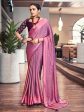 Saree Mall Magenta & Purple Striped Zari Saree Online Sale