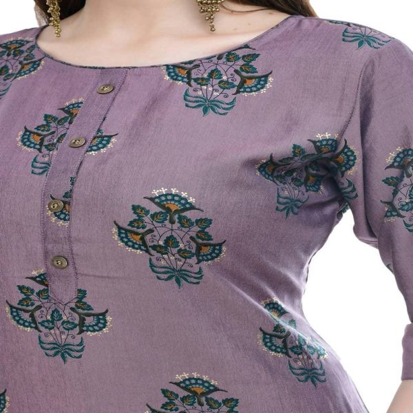 Lagi Women s Mauve Printed Straight Kurta & Pant (MC39B) Sale