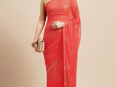 Saree Mall Peach-Coloured Embellished Sarees Supply