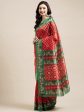 Saree Mall Red & Green Bandhani Printed Saree Supply