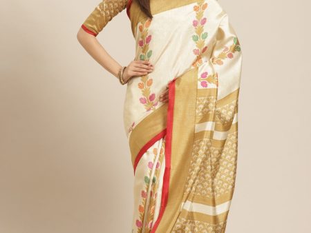 Saree Mall Beige & Cream-Coloured Printed Saree For Discount