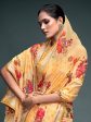 Saree Mall Yellow & Gold-Toned Floral Pure Georgette Banarasi Saree Discount