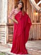 Saree Mall Pink Embellished Beads and Stones Pure Chiffon Sarees For Cheap