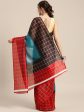 Saree Mall Blue & Red Checked Bhagalpuri Saree on Sale