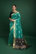 Vishnu Weaves Women s Rama Tussar Silk Zari Woven Saree with Blouse Online Sale