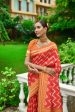 Vishnu Weaves Women s Red Handloom Raw Silk Zari Woven Saree with Blouse Sale