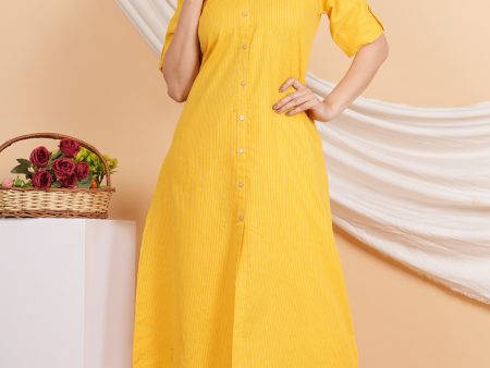 House of RP Women Yellow Rayon Striped Kurta & Palazzo Set Hot on Sale