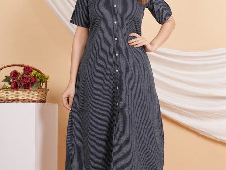 House of RP Women Black Rayon Striped Kurta & Palazzo Set For Sale