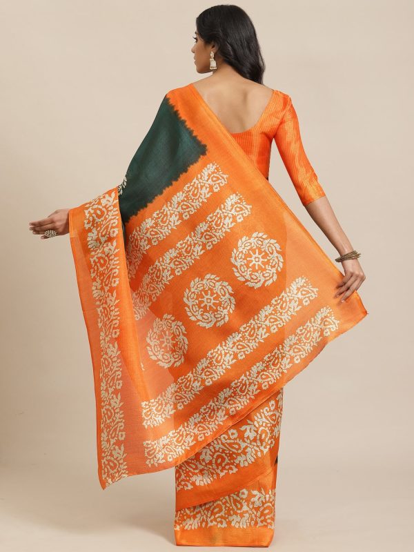 Saree Mall Green & Beige Printed Saree Online now