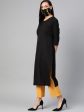 HERE&NOW Women Black Solid Straight Kurta Cheap