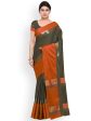 Saree Mall Green & Orange Solid Art Silk Saree Sale