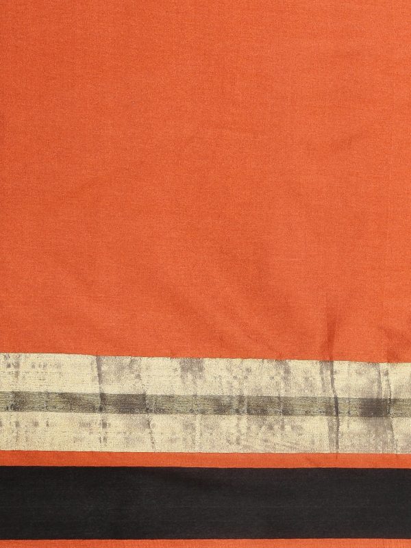 Saree Mall Rust Orange Solid Saree Supply