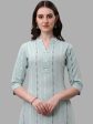 HERE&NOW Turquoise Blue Striped Regular Pure Cotton Kurta With Trousers & Dupatta For Cheap