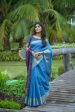 Vishnu Weaves Women s Blue Cotton Silk Zari Woven Saree with Blouse Online now