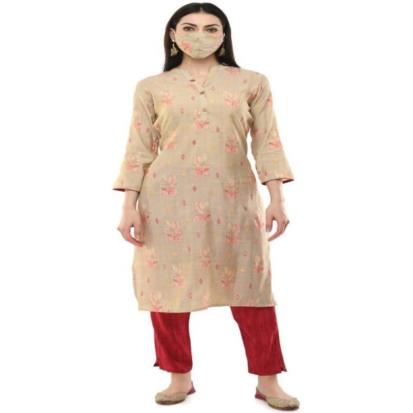 Lagi Women s Pink Printed Straight Kurta & Pant (MC45A) Supply