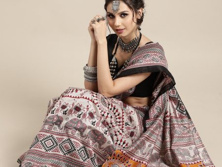 Saree Mall Warli Saree with Sleek border Fashion