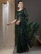 Saree Mall Green Abstract Printed Pure Georgette Saree on Sale