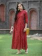 Juniper Women Maroon Chanderi Silk Solid Anarkali Kurta Supply