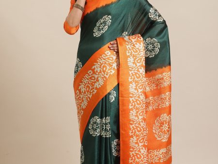 Saree Mall Green & Beige Printed Saree Online now