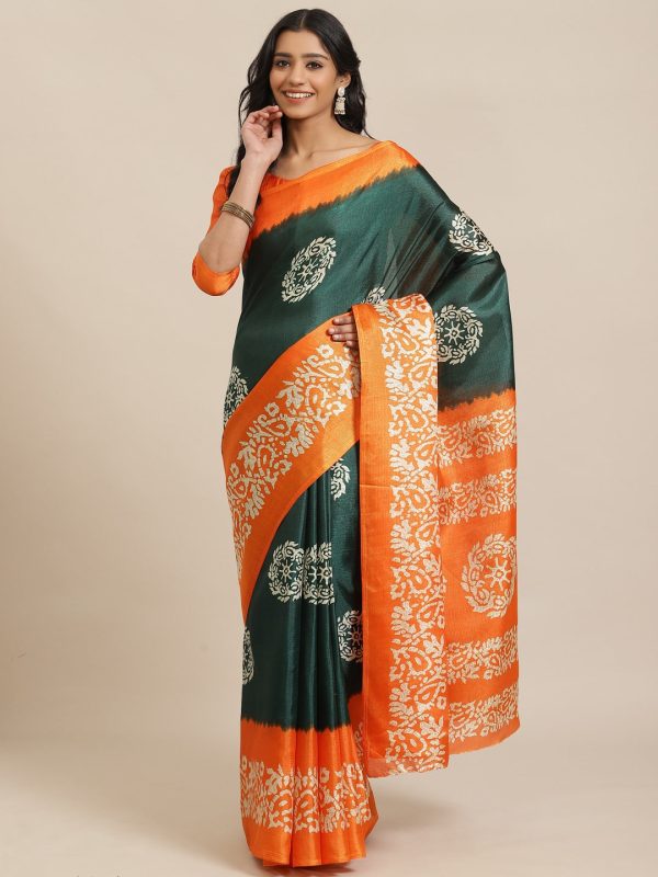 Saree Mall Green & Beige Printed Saree Online now