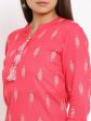 HERE&NOW Pink Mandarin Collar Ethnic Motifs Printed Pure Cotton Kurta Online Hot Sale