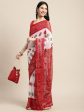 Saree Mall White & Red Printed Bandhani Sarees Hot on Sale