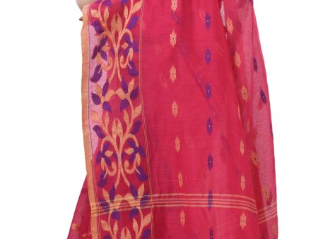 Desh Bidesh Woven Handloom Cotton Silk Saree (Pink) Fashion