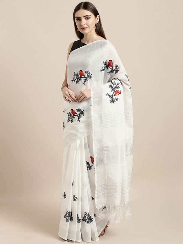 Anni Designer Women s Woven Linen Saree Online Hot Sale