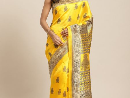 Saree Mall Yellow & Beige Printed Saree Supply