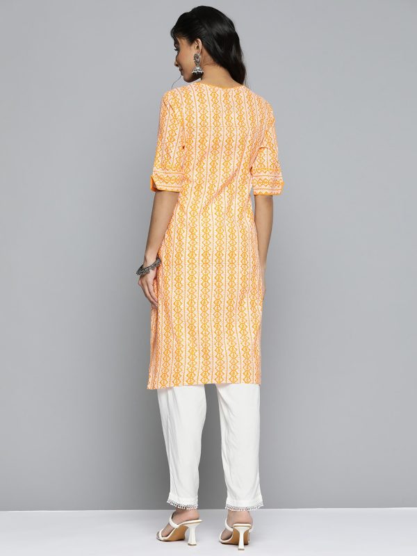 HERE&NOW Ethnic Motifs Printed Straight Angrakha Kurta For Cheap