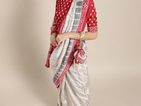 Saree Mall Geometric Silk Blend Saree with Printed border Sale