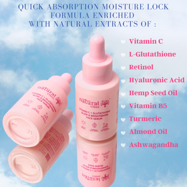 Natural Vibes Vitamin C + Glutathione Glow & Brightening Face Serum Online