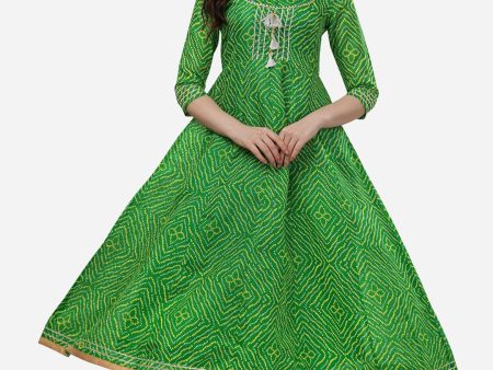 HERE&NOW Bandhani Printed Thread Work Anarkali Kurta Discount