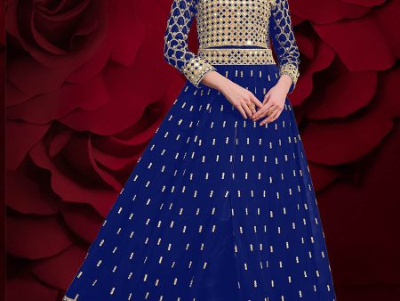 Myra Royal Blue Heavy Embroidered Pant Style Anarkali Suit For Cheap