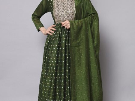 Kalini Ethnic Motifs Embroidered Zari Gotta Patti Kurta with Trousers & Dupatta Supply