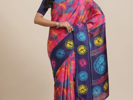 Saree Mall Pink & Blue Dyed Saree Supply