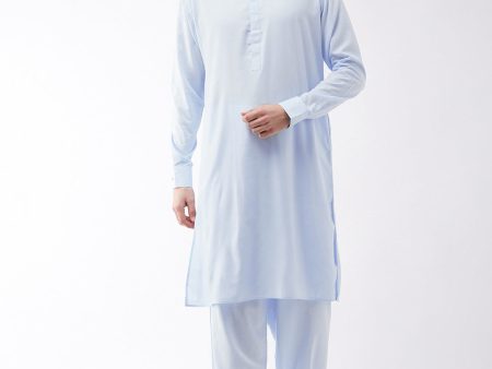 VM by Vastramay Men s Aqua Cotton Blend Kurta And Patiala Set For Cheap