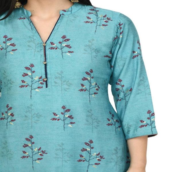 Lagi Women s Turquoise Blue Printed Straight Kurta & Pant (MC41A) Supply