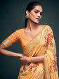 Saree Mall Yellow & Gold-Toned Floral Pure Georgette Banarasi Saree Discount