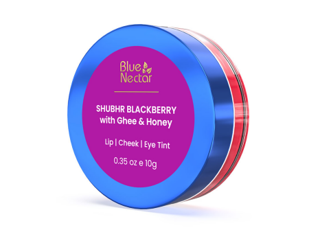 Blue Nectar Shubhr Blackberry Lip, Cheek & Eye Tint with Ghee & Almond Oil Online Sale