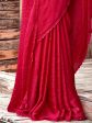 Saree Mall Pink Embellished Beads and Stones Pure Chiffon Sarees For Cheap