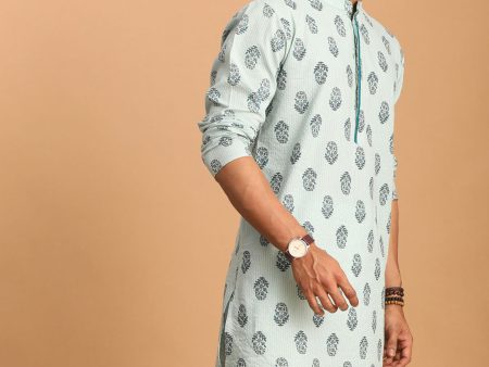 Shvaas by Vastramay Men s Aqua Cotton Kurta Discount