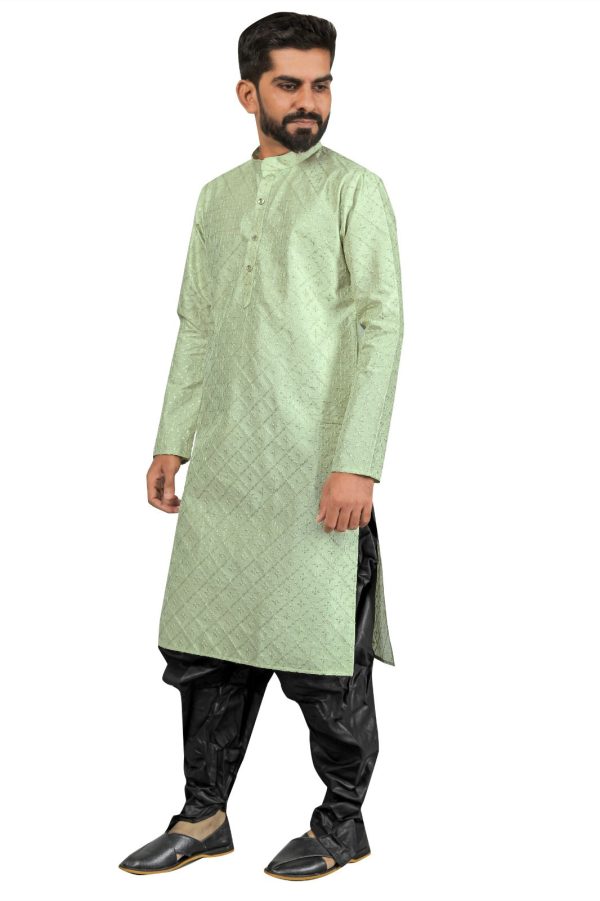 DEIANA S Fancy Black Dhoti Embroidery kurta Set For Men s (Pista) Online Sale