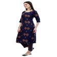 Lagi Women s Blue Printed Straight Kurta & Pant (MC38B) Fashion