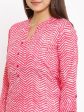 HERE&NOW Pink Chevron Printed Regular Kurta with Trousers on Sale