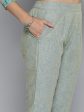 HERE&NOW Grey & Blue Embroidered Cotton Kurta with Trousers & With Dupatta Sale